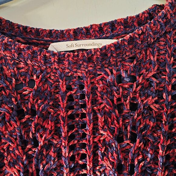 Soft Surroundings Open Knit Chenille Sweater, Two Tone,  Medium - Picture 4 of 6